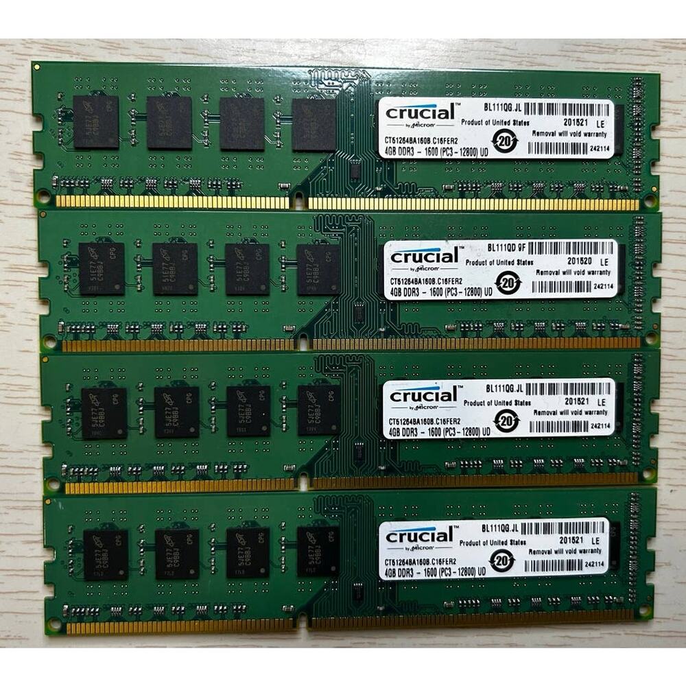 Crucial 16GB ddr3 1600MHZ (PC3-128000)UD  4x4gb sticks
